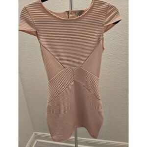 ​Vintage Y2K GUESS S/P Blush Pink Ribbed Bodycon Mini Dress Bandage Clubwear